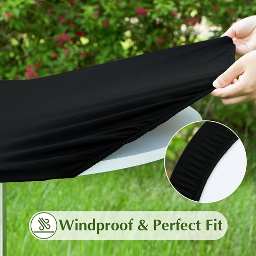 mylacerhome 2 Pack Round Fitted Tablecloth 20 Inch Stretch Spandex Table Cover Black Washable Table Cloth Elastic Table Topper for Indoor and Outdoor