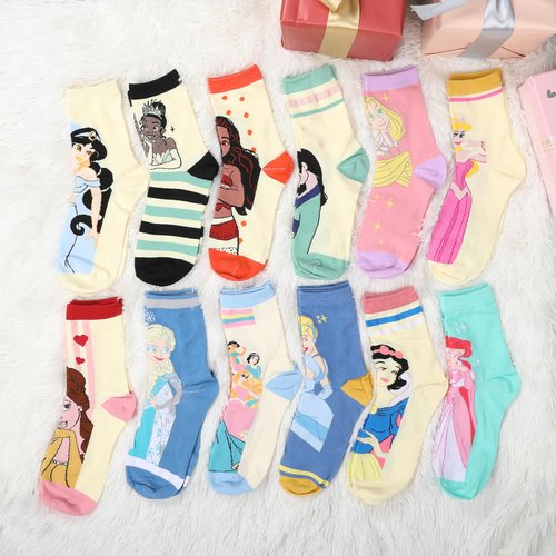 Boruub Socks Advent Calendar 2025 for Girls - 24 Pairs Soft Knit Movie Princess Socks for Christmas Countdown Calendar, Princess Gifts for Teens Women Christmas Xmas Holiday