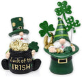Gift Boutique St. Patrick’s Day Leprechaun Gnome Figurines - Set of 2 Irish Lucky Decor with Gold Pot & Shamrocks