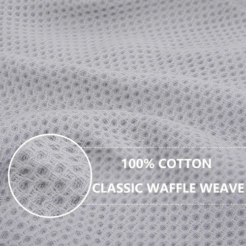 Homaxy 100% Cotton Kitchen Dish Towels - Ultra Soft & Absorbent Quick-Drying | 13 x 28 Inches, 12-Pack, Light Gray