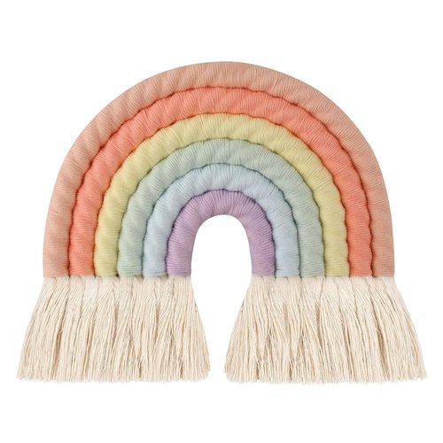 ZWA Rainbow Wall Hanging, Handmade Macrame Art Decor for Nursery Kids Room Home