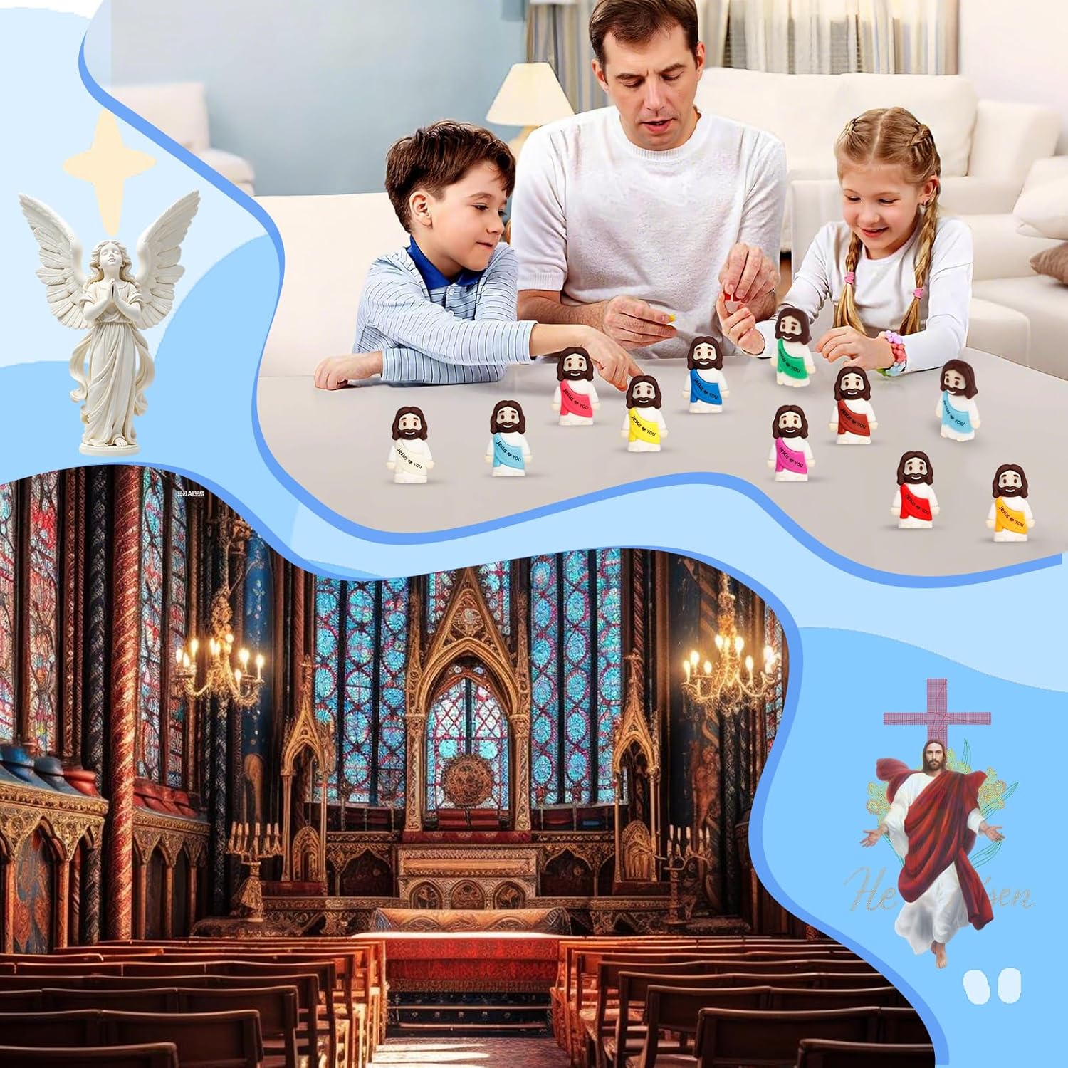Skiennix 120PCS Mini Jesus Figurines - Colorful Tiny Religious Gifts for Easter Egg Stuffers | Perfect for Christian Women and Moms