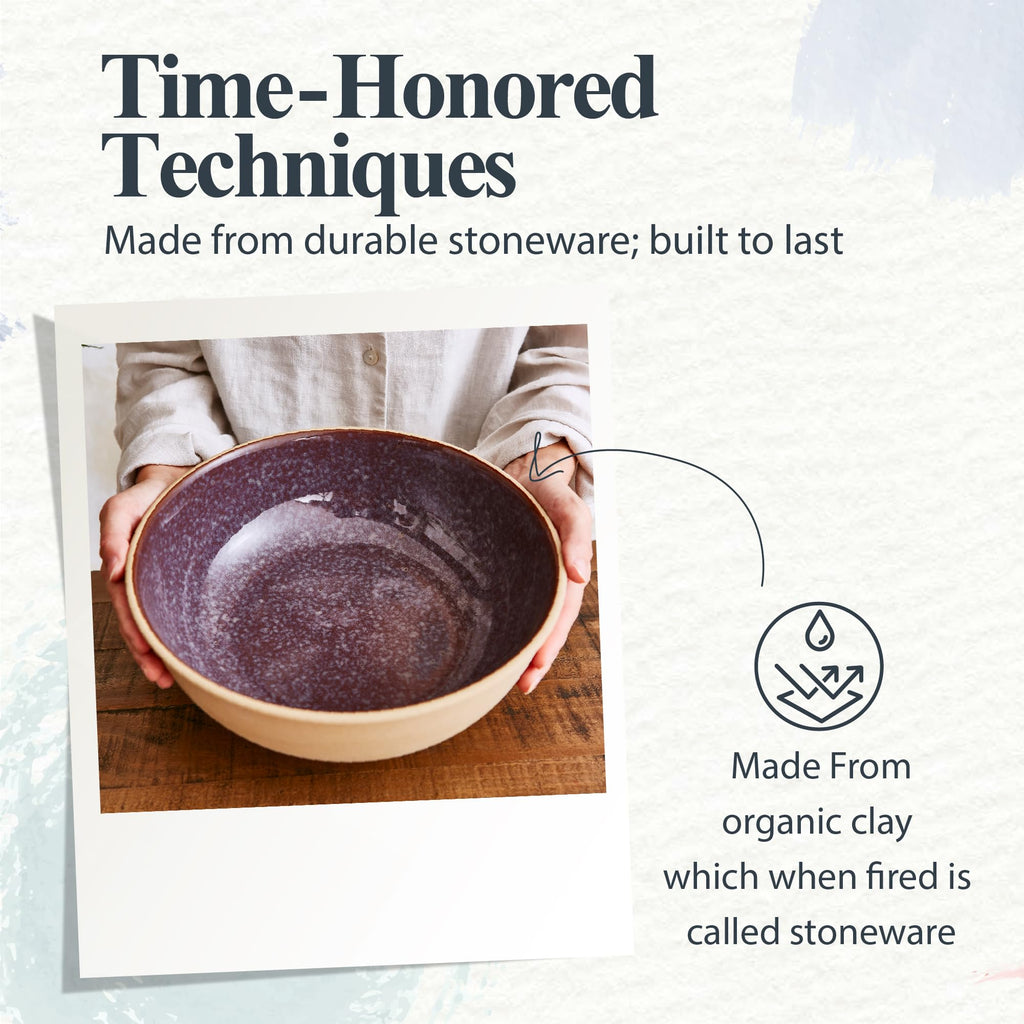 Portmeirion Minerals Medium Serving Bowl Amethyst | 10 inch Ceramic Serving Platter made from Stoneware | Dishwasher, Microwave, Freezer, and Oven Safe | Perfect for Kitchen Entertainment