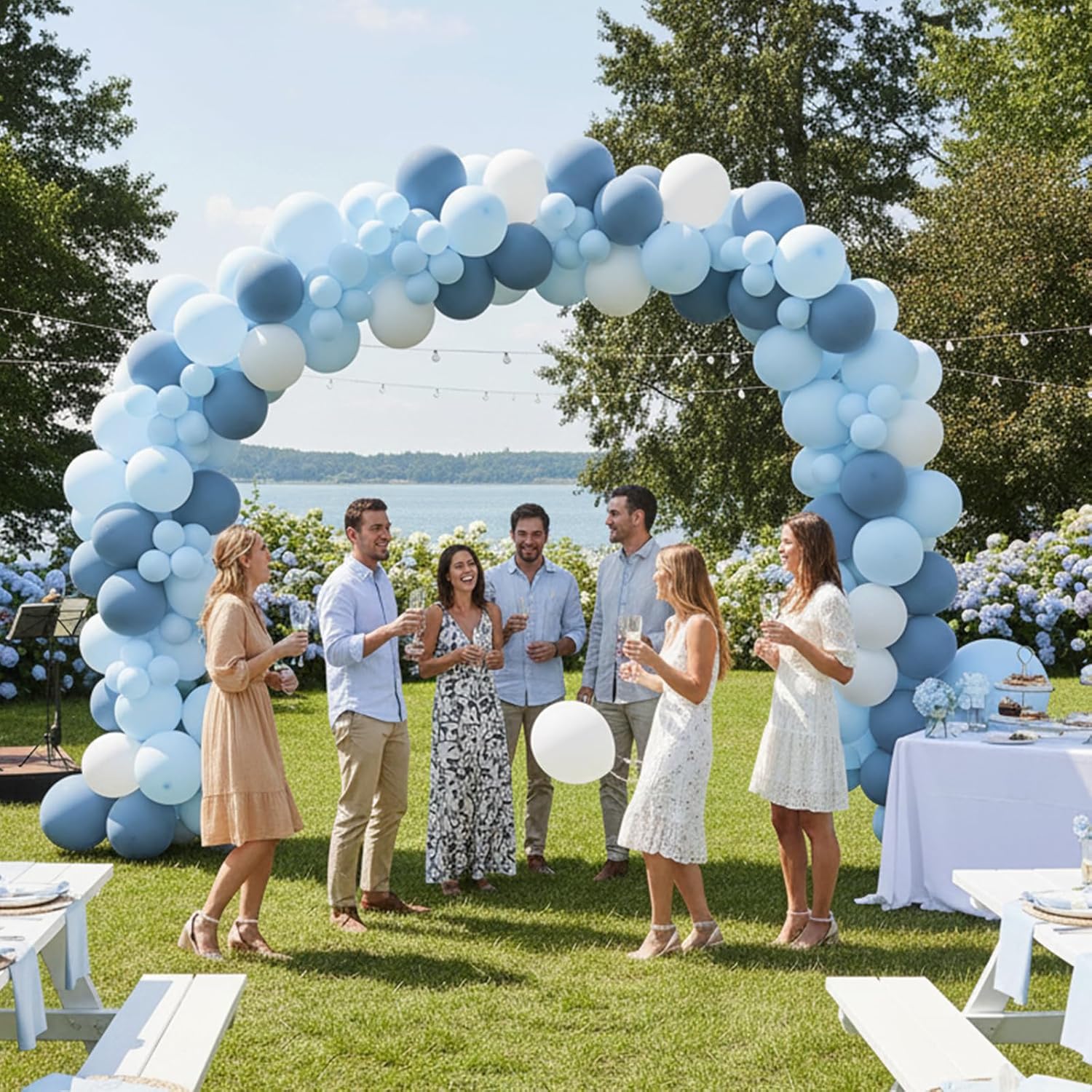 RUBFAC Dusty Blue Balloons - 129-Piece Latex Balloon Garland Kit for Weddings & Parties | Various Sizes 5-12 Inch