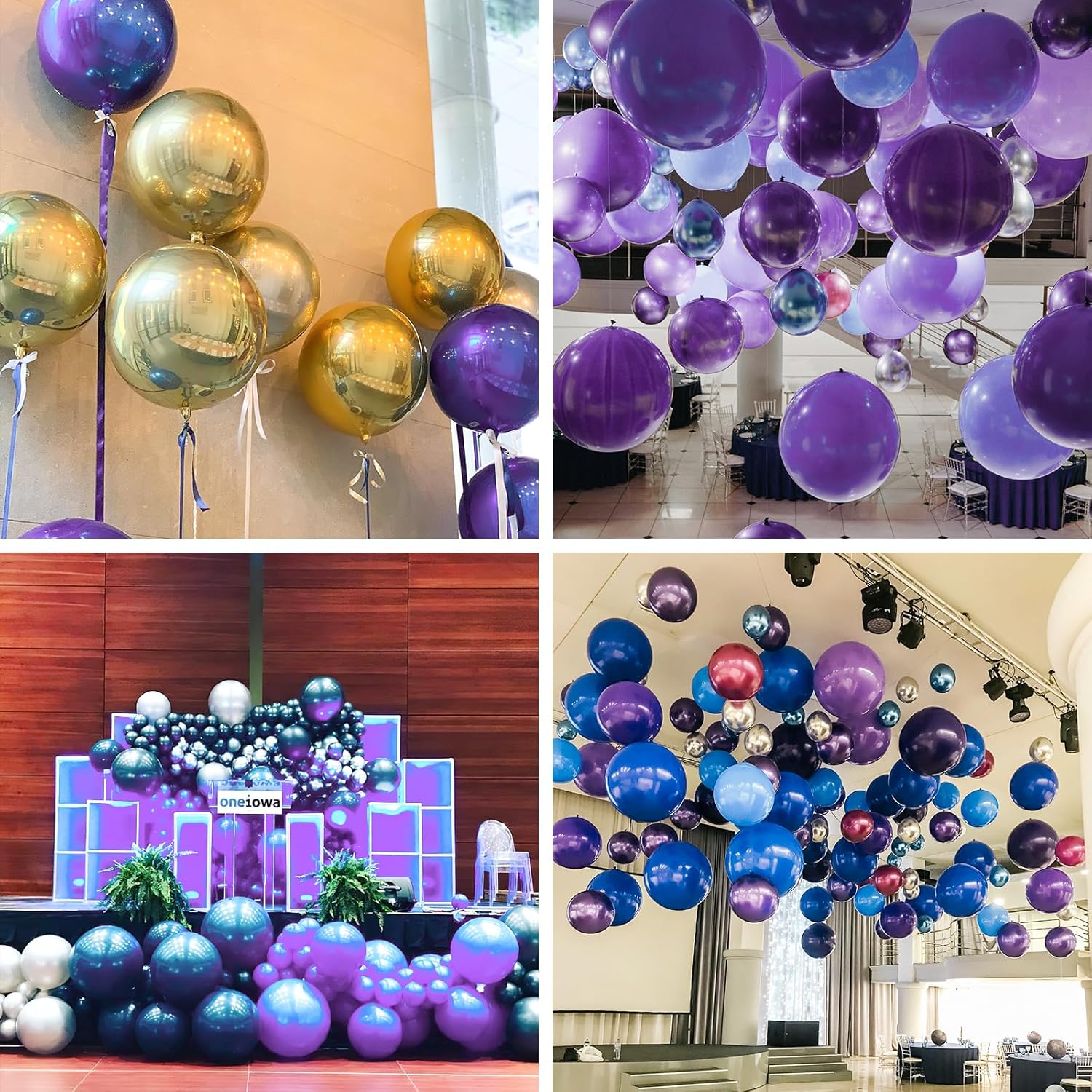 PartyWoo Metallic Purple Foil Balloons - 22 Inch Jumbo Round Mylar Balloons for Halloween & Birthday Decor