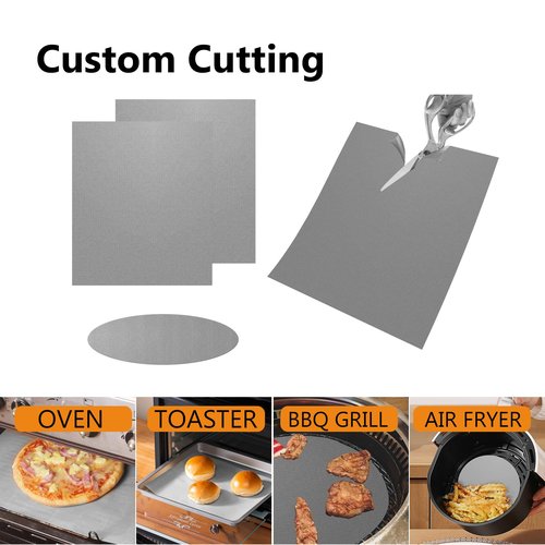 UBeesize 2 Pack Thickened Silver Oven Liners for Bottom of Oven BPA & PFOA Free, Reusable 16x24 Inch Heavy Duty Non Stick Teflon Oven Mats, Fit Electric Gas Toaster Convection Microwave Ovens Grills