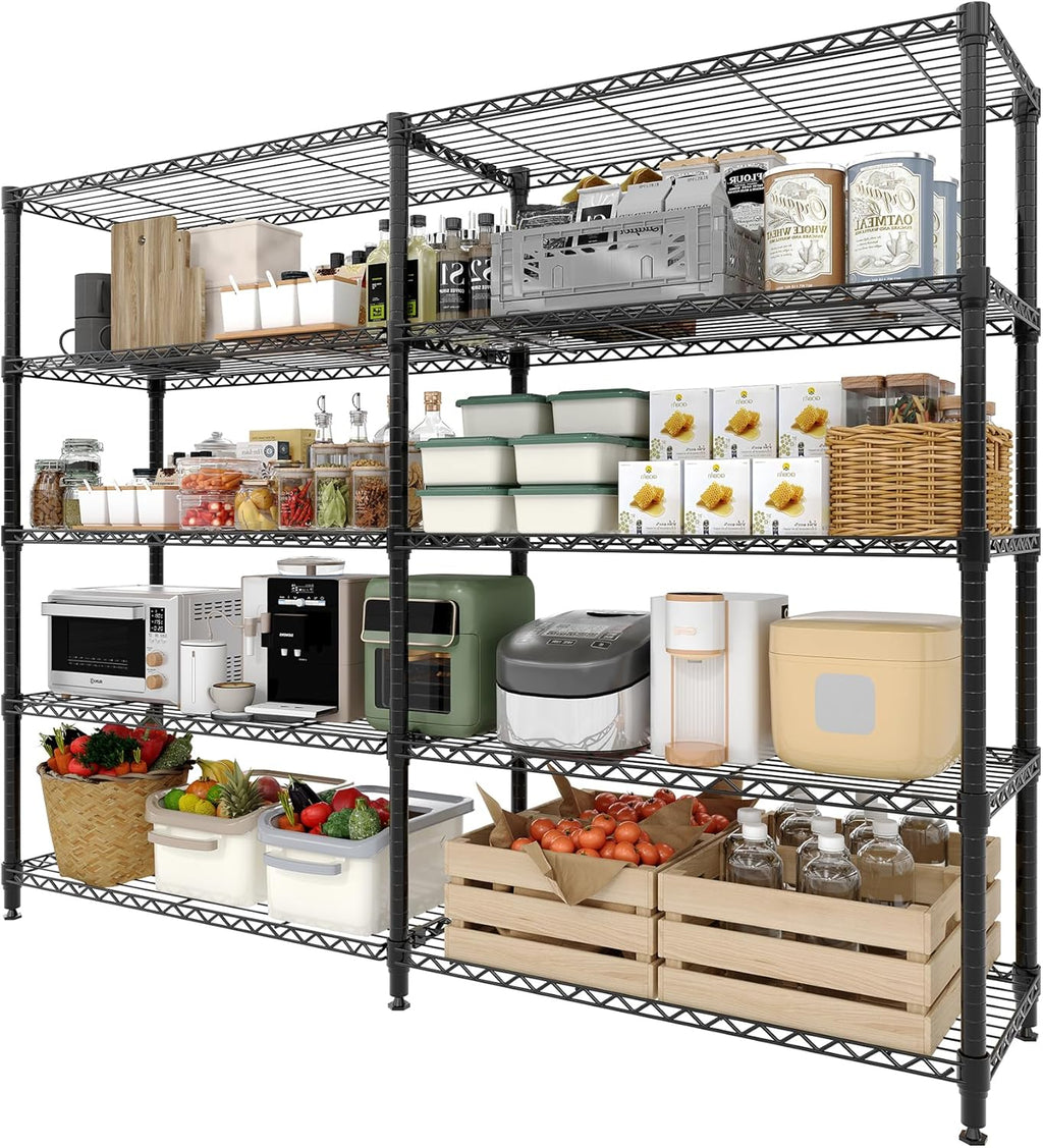 Regine Switzerland 5-Tier Metal Storage Shelving Unit - Heavy-Duty Wire Shelves for Home & Garage | 70.5" H x 59" W x 13.8" D