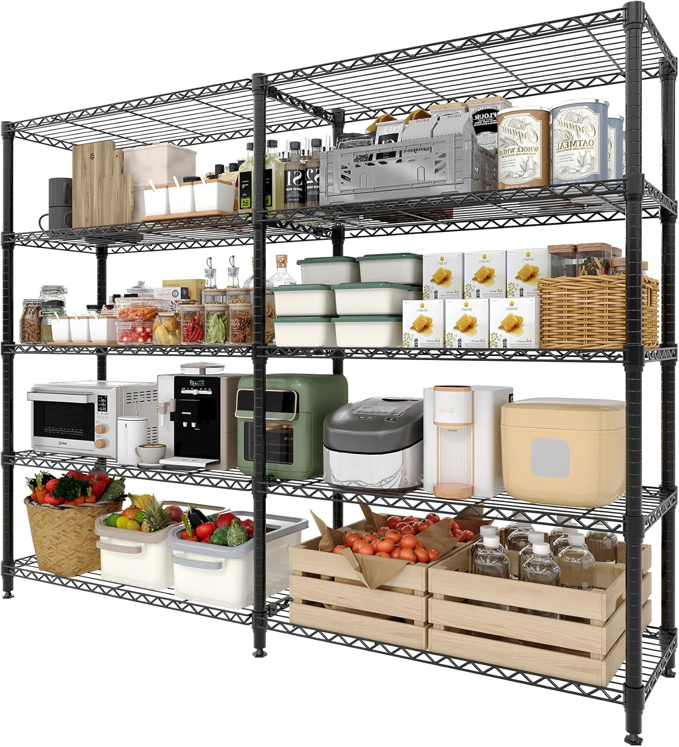Regine Switzerland 5-Tier Metal Storage Shelving Unit - Heavy-Duty Wire Shelves for Home & Garage | 70.5" H x 59" W x 13.8" D