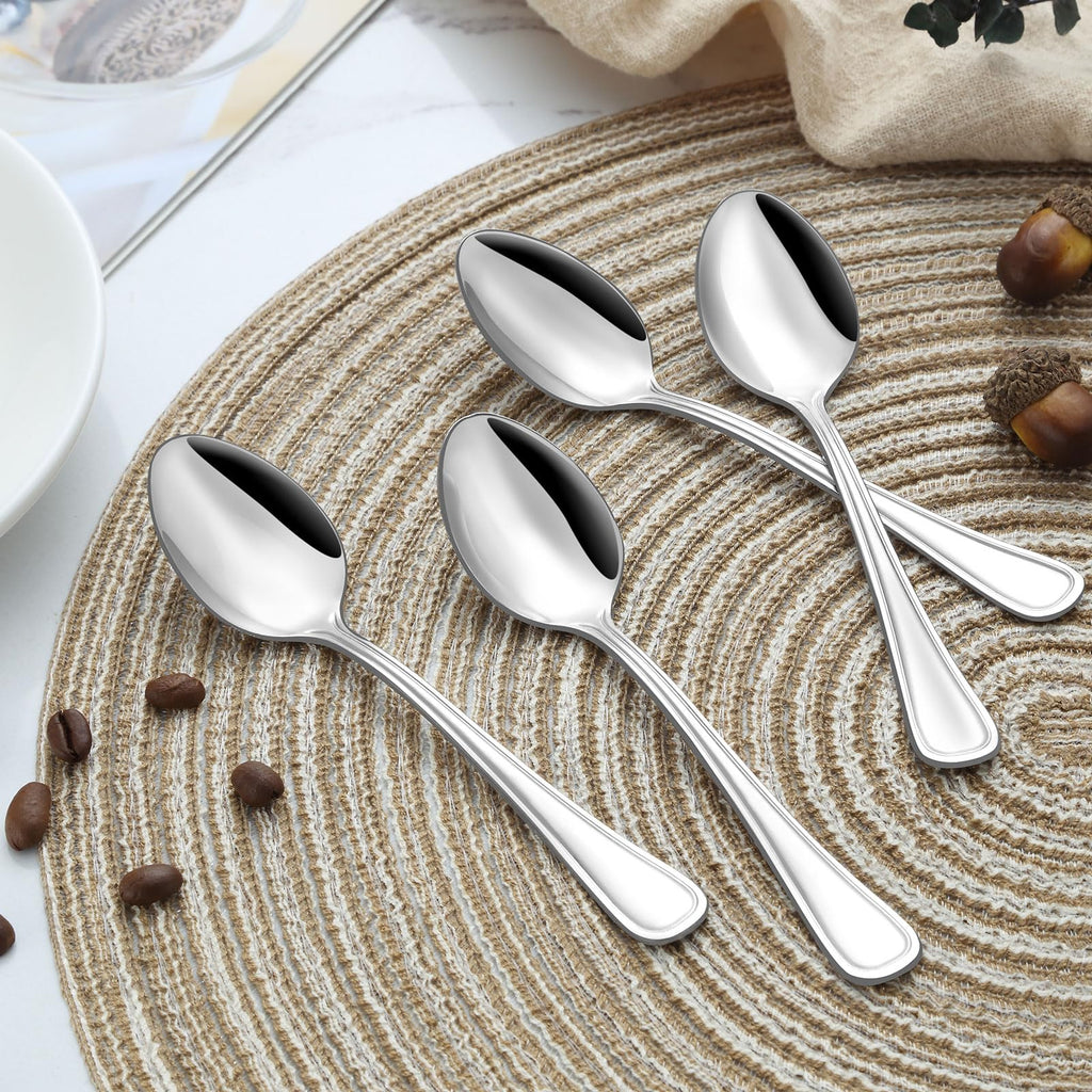 BEWOS 24-Piece Teaspoons - Tea Spoons/Coffee Spoon, 6.3-Inch Stainless Steel Silverware, Teaspoons Silverware, Small Spoons,Spoon for Hot Tea, Teaspoon Mirror Polished & Dishwasher Safe