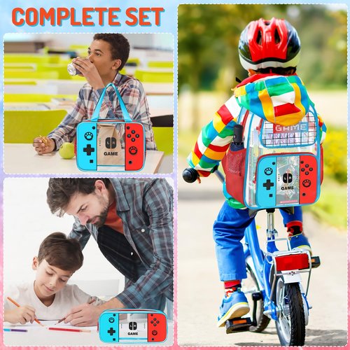TILYTADLY 3PCS Clear Backpack for School - Gamer Kids Clear Backpacks for Boys and Girls,Heavy Duty Transparent Bookbag with Lunch Bag and Pencil Case - See Through PVC Transparent Bookbag