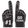amscan Mini Foam Finger | Black | #1 Go Team | 12 Pcs. Black/White, 5.125"