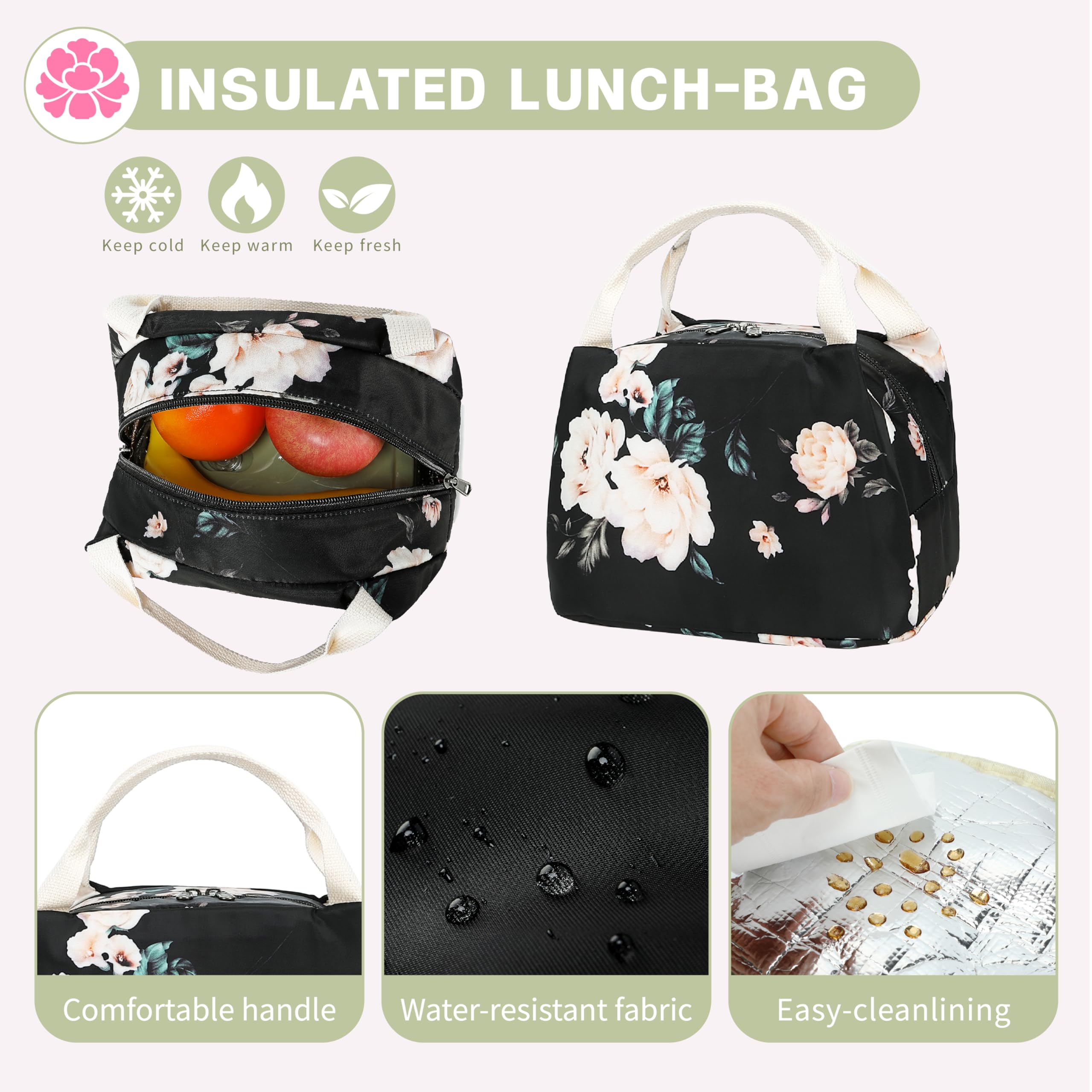 Bluboon Teens Backpack Set Girls School Backpack Lunch Box Pencil Bags Student Bookbags 3 in 1