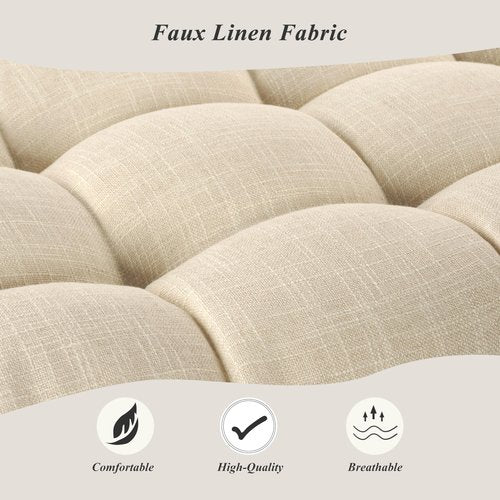FlyGulls Bench Cushion for Indoor Furniture 48x19 inch Rectangle Bench Seat Cushion for Bay Window Entryway Bench Thick Textured Chair Cushion with Non-Slip Backing 1 Pack, Beige