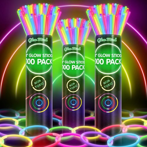 300 Ultra Bright Glow Sticks by Glow Party | Halloween Glow in the Dark Party Supplies - 8" Glowsticks with Bracelets & Necklaces