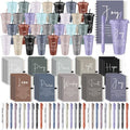 Potchen 90 Pcs Christian Gifts Bulk Bible Verse 24 oz Plastic Cups Spiral Notebooks Ballpoint Pens, Religious Gifts for Women Men Church Prayer (Classic Style)