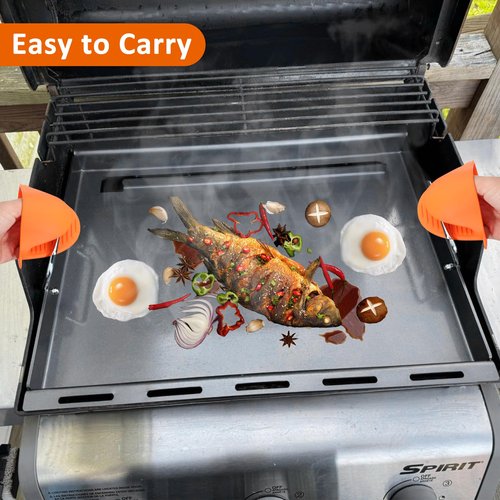 Full-Size Griddle Inserts with Handles for Weber Spirit 200 Spirit II 200 Series Grills Flat Top Cooking Pan Replacement Part for Weber Spirit I & II E-210 E-220 S-210 S-220 Series