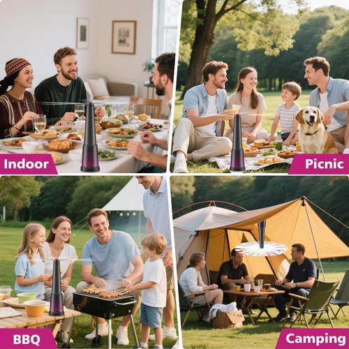 Cycluminor Fly Fans for Tables,Portable Fly Fan for Outdoor Indoor Table,Batteries Powered Food Fans with Holographic Blades,Keep Flies Away for Picnic, Restaurant,Party, Kitchen,Camping, BBQ,4 Pack