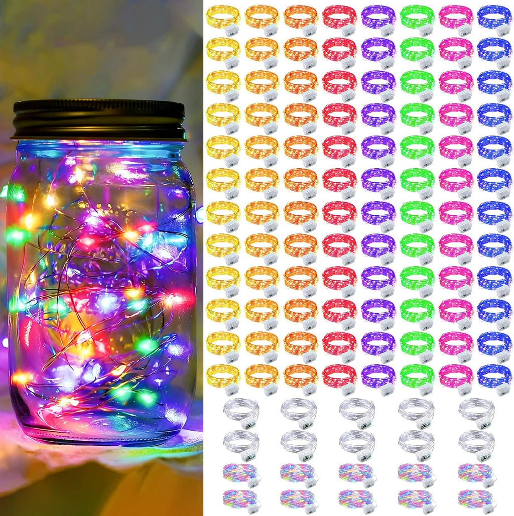 Skiennix 100 Pack Fairy Lights - 7Ft 20 LED Twinkle String Lights | Battery Operated & Waterproof for Weddings, Parties, & Holidays