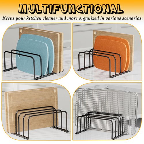 SAGLAU Heavy-Duty 5-Slot Cutting Board Organizer Rack, Space-Saving Kitchen Storage for Cutting Boards, Bakeware, and Cookie Sheets