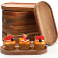 Geetery 12 Pcs Acacia Wooden Serving Trays 10 Inch Oval Wood Platter Wooden Serving Platter Oval Charcuterie Plates Board Cheese Plate Fruit Wood Tray Acacia Cheese Board for Dessert Appetizer