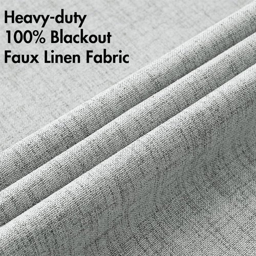 MIULEE Blackout Linen Curtains - Thermal Insulated Room Darkening Drapes | Glacier Gray, 52 x 45 Inch (2 Panels)