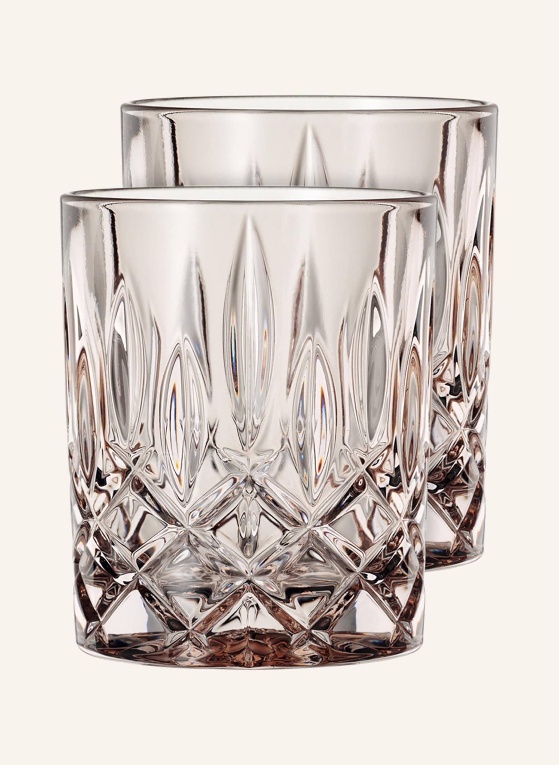 Nachtmann Noblesse 10 oz Whisky Tumblers, Set of 2 – 4" Crystal Drinking Cups with Classic Cut Design, Lead-Free, Trusted Quality Barware for Cocktails, Whisky & Fine Spirits - Signature Gift (Taupe)