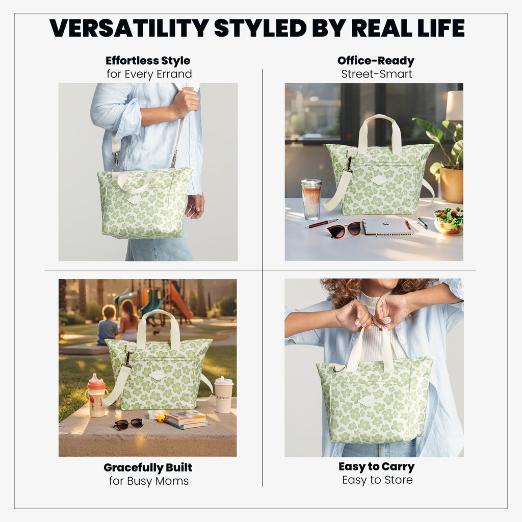 DaCosta Daily Tote Bag for Women with Zipper - Travel Tote with Pockets - Lightweight Daily, School, Laptop, Work Bag with Insulated Lining - Water Splash-Resistant Purse - Sage Floral