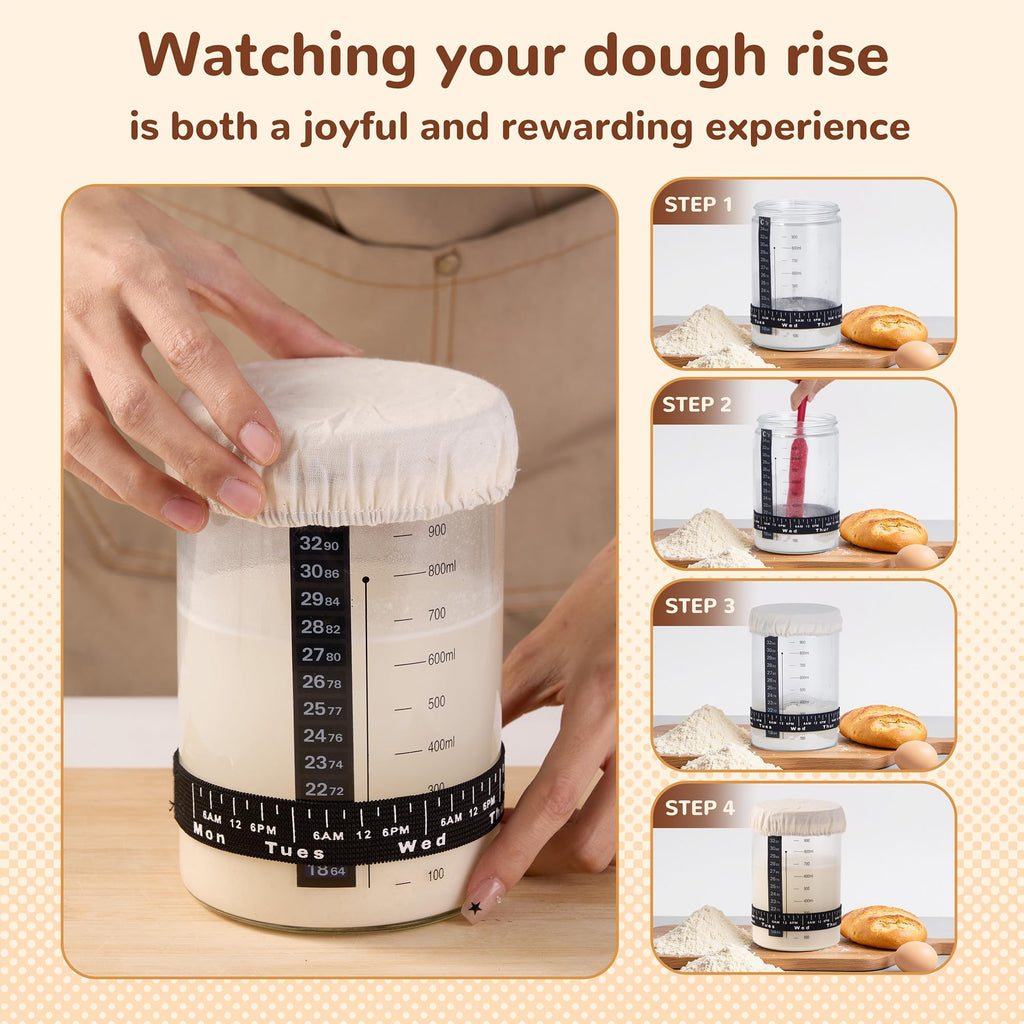 Sourdough Starter Kit, 9" Round and 10" Oval Banneton Bread Baking Supplies, Bread Making Tools Kit, Sourdough Proofing Basket, Sourdough Kit Gifts for Bakers Women Wife Mom