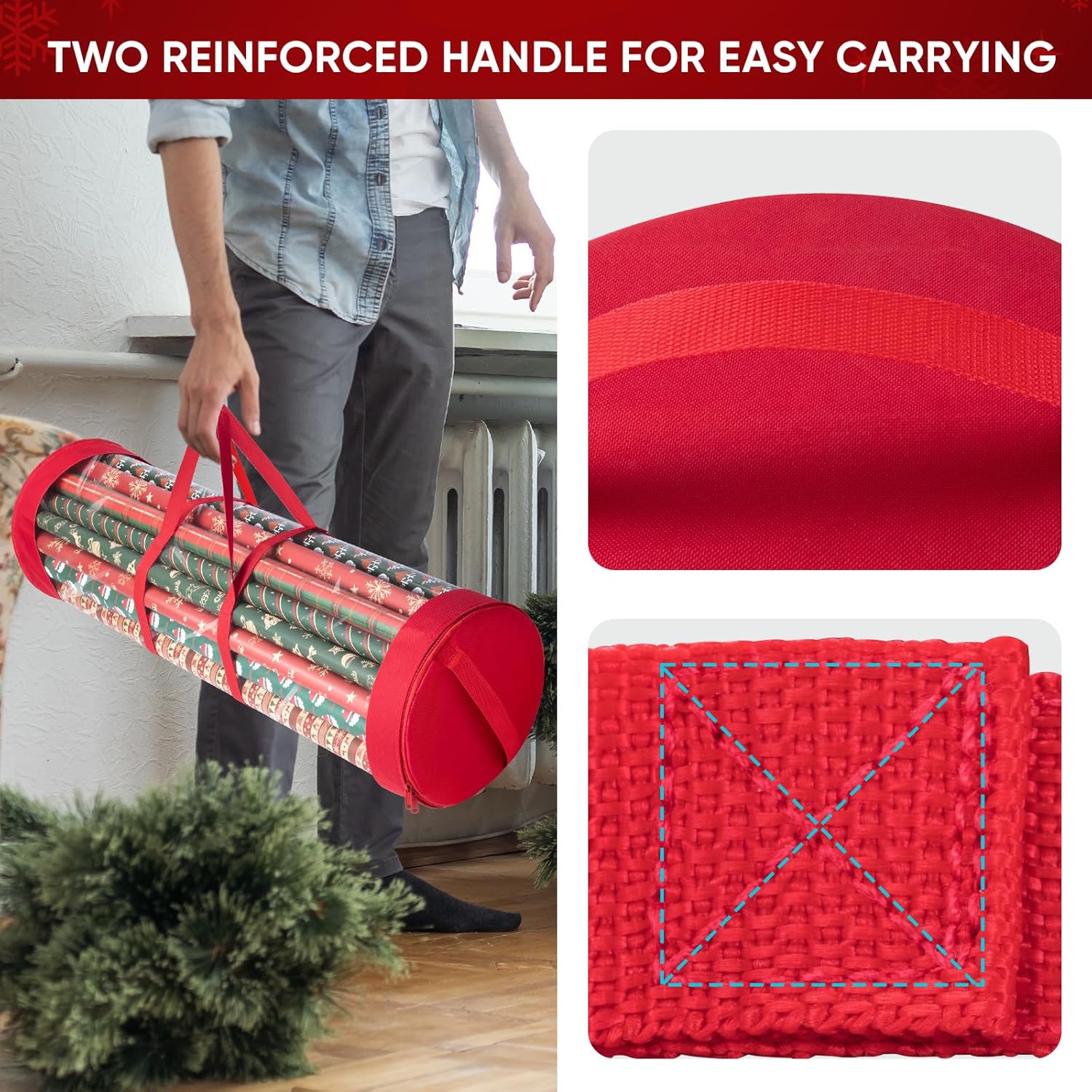 BALEINE Christmas Tree Storage Bag - 7.5FT with Wrapping Paper Organizer | Durable & Spacious
