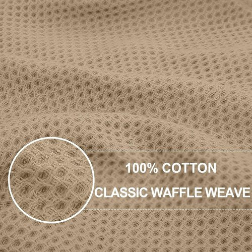 Homaxy 100% Cotton Waffle Weave Dish Towels - Ultra Soft & Absorbent, Quick Drying | 20x28 Inches, Tan, 4-Pack