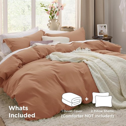 Bedsure California King Duvet Cover - Extra Soft Prewashed Cotton-Like Polyester Set, 104x98 Inches with Zipper Closure & 2 Pillow Shams