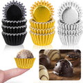 Whaline 300Pcs Graduation Cupcake Liners - Black Gold Silver Foil Baking Cups for Party Supplies