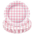 NatNarr 30 Pcs Pink Gingham Plates, 9 Inch Valentines Plates Scalloped Plaid Dessert Dinner Party Plates Pink and White Gingham Party Supplies for Girls Baby Shower, Wedding, Birthday