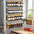 SMRCAD Magnetic Spice Rack for Refrigerator Seasoning Organizer for Spice Fridge Shelf storage Magnetic Shelf with Hook for Oven(6pack) (4Pack-Cut out-black)