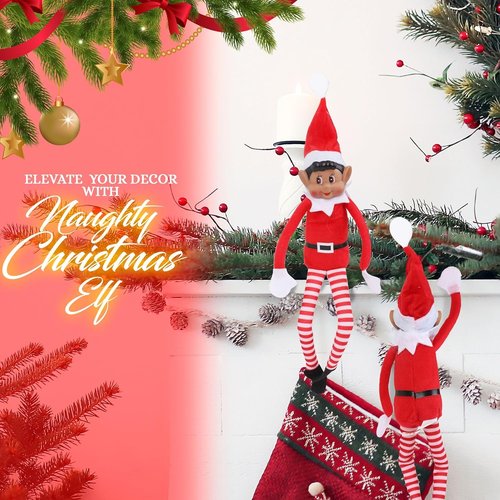 Christmas Elf Behaving Badly Plush Toy - Naughty Bendy Doll for Holiday Fun | 12 Inches (Brown)