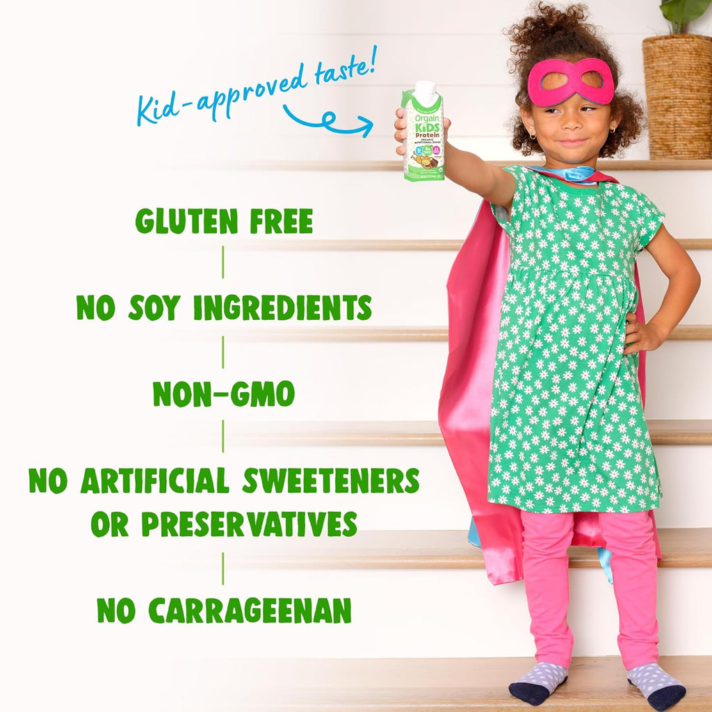 Orgain Organic Kids Protein Shake - Chocolate Flavor, 8g Dairy Protein, 22 Vitamins & Minerals | Gluten-Free, Non-GMO, 8.25 Fl Oz (Pack of 12)