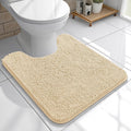 OLANLY U-Shaped Toilet Rugs - Extra Soft Absorbent Chenille Bath Mat, 20x20, Beige, Machine Washable