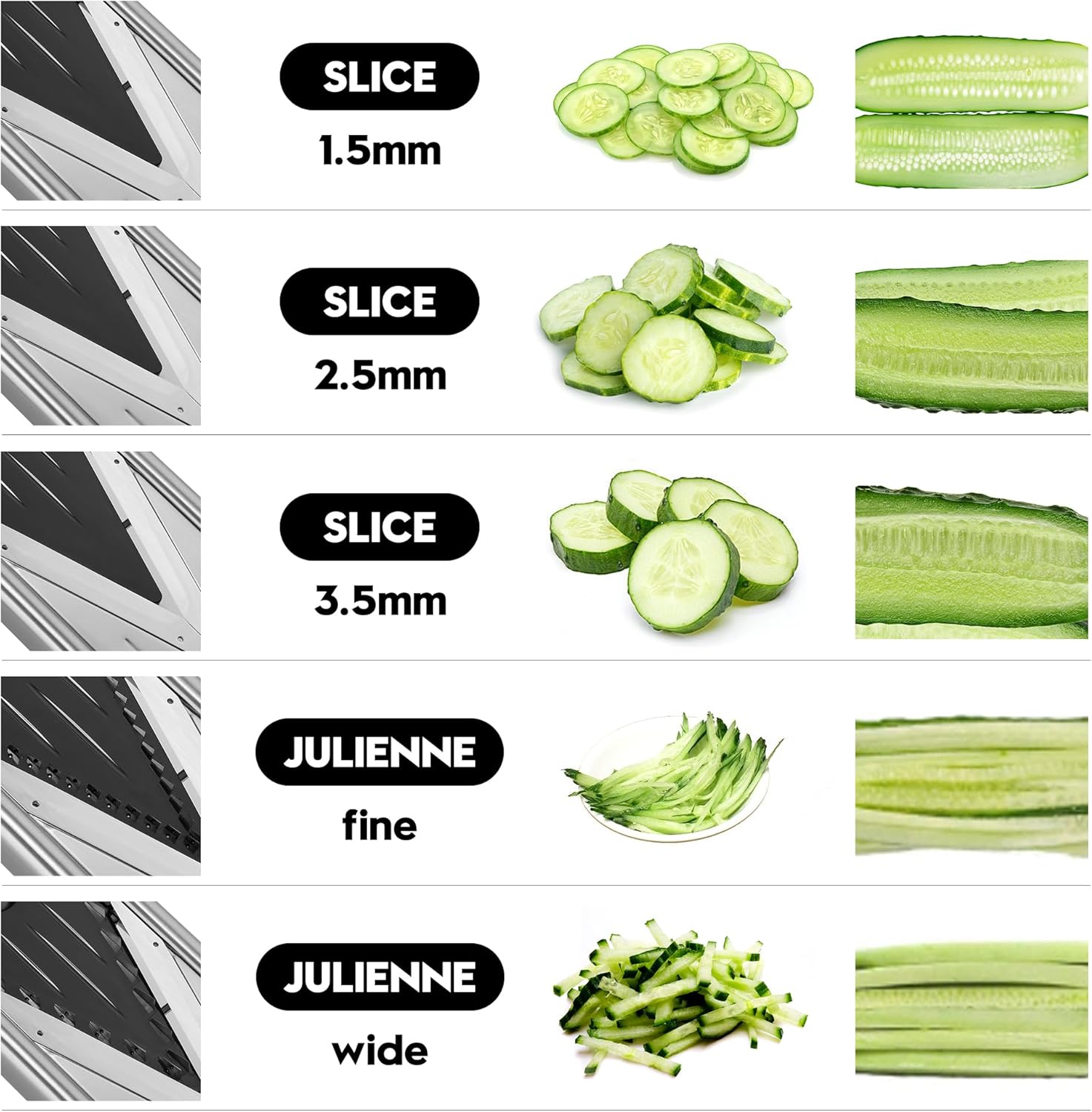 Supernal 5-in-1 Adjustable Mandoline Slicer - Stainless Steel Vegetable Cutter with Cut-Resistant Gloves | Safe & Durable for Potatoes, Tomatoes, Carrots, Onions & More