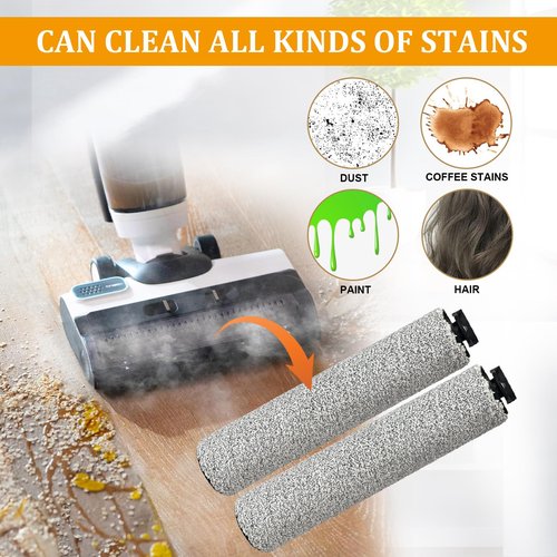 2 Pack Soft Roller Brush Replacement Parts for Tineco Floor ONE S5 Steam Cleaner Wet Dry Vacuum, Replacement Parts Accessory Kit for Tineco Floor Cleaner Including 3 Pack Vacuum HEPA Filters