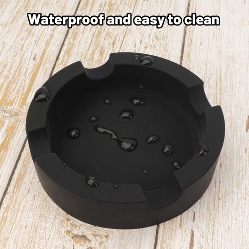 Outdoor Cigar Ashtrays Unbreakable Large Round Ring Gauge Silicone Ashtrays for Patio/Outside/Indoor/Home Decor with 4 Rest Cigar Holder Ash Tray Minimalistic