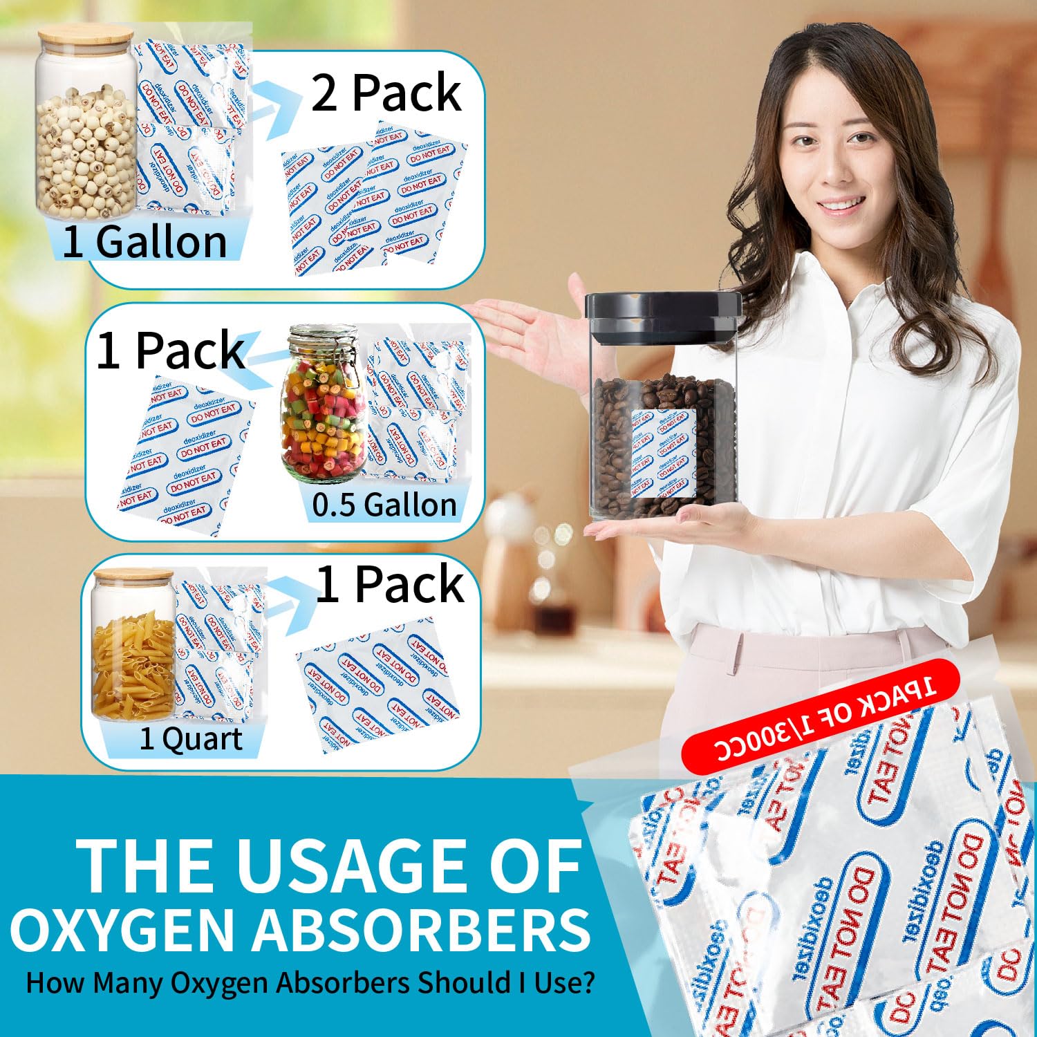 YTZOOLL 100 Packs 700CC Food Grade Oxygen Absorbers (20 Packs in Individual Vacuum Bag, 20 x Packs of 5) Oxygen Absorbers for Food Storage, Oxygen Packet for Long Term Food Freshness (700CC(100-Pack)