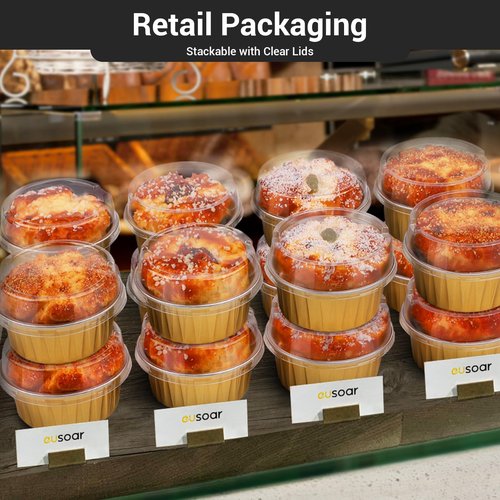 EUSOAR Gold Baking Cup, 400pcs 5oz Mini Foil Ramekins Cupcake Liners with Lids for Oven Baking, Disposable Aluminum Dessert Cheesecake Creme Brulee Cups Pan Containers