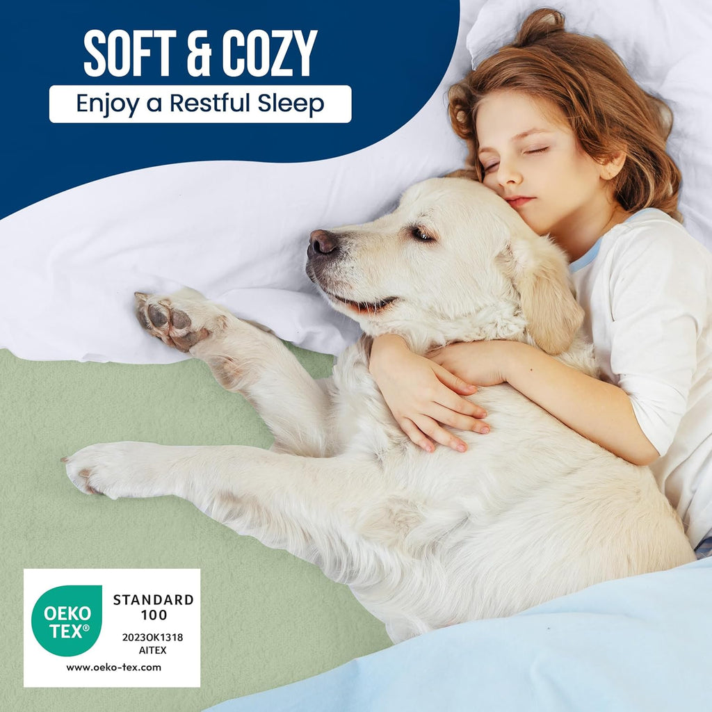 Utopia Bedding Waterproof King Size Mattress Protector - Premium 200 GSM Terry Cover, Soft & Breathable, Fitted Sheet Style with 17" Deep Pockets (Sage)