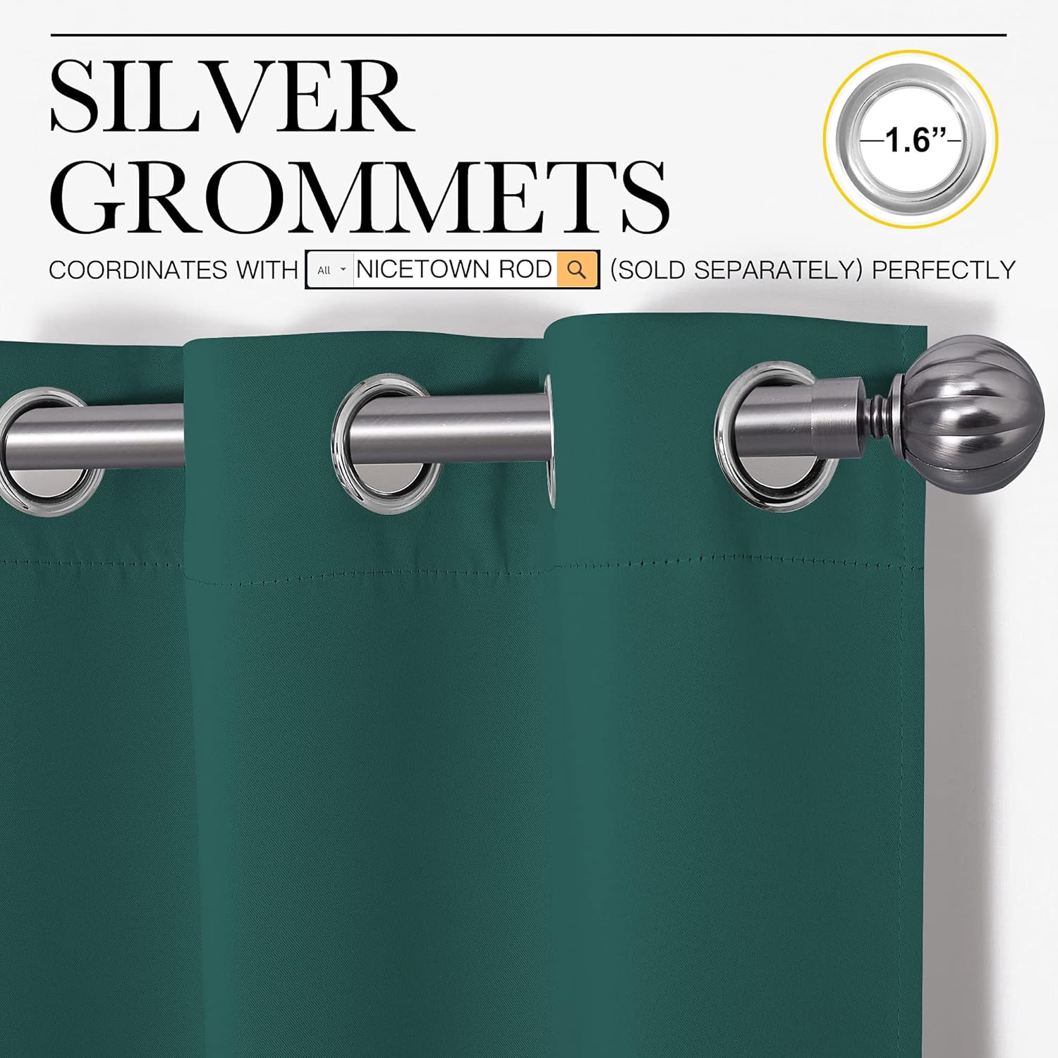 NICETOWN Thermal Insulated Blackout Curtains - Solid Grommet Panels for Dining Room | Hunter Green, 42x63-Inch (1 Pair)