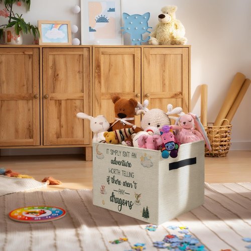 ATBWGT Dragon Nursery Storage Bins Box, Toybox for Boys Girls, Adventure Forest Dragon Foldable Storage Baskets Organizer for Bedroom Bathroom Kids Room Dorm Clothes Toys Books