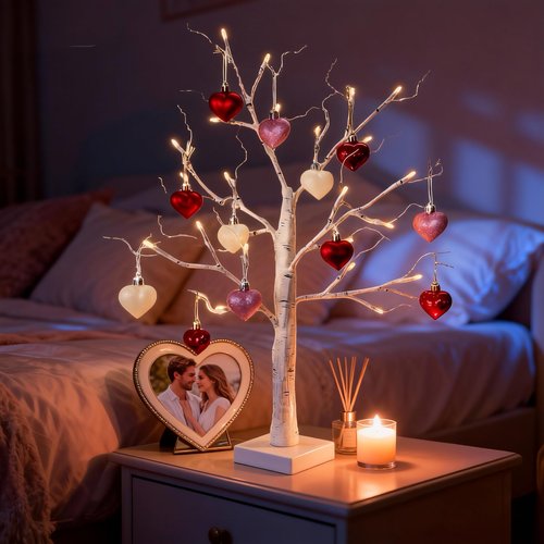 HipTree Mothers Day Christmas Tree Ornaments Decorations,12ct 1.57 Inch Pink Red White Heart Shaped Ornaments Set for Tree,Mini Baubles for Valentines Day,Christmas, Wedding & Anniversary Party