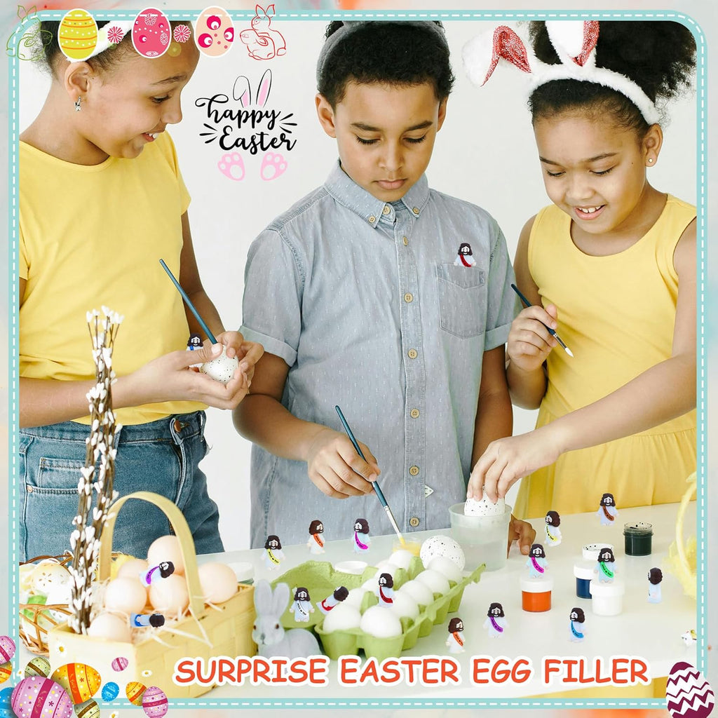 Skiennix 50 Pcs Little Jesus Figures - Mini Rubber Jesus Figurines for Easter Egg Hunts | Multi-Color Set