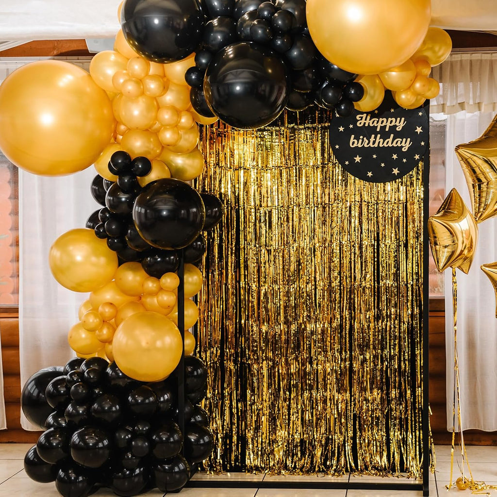 RUBFAC Black Latex Balloons - 135pcs in 5-18 Inch Sizes for Halloween, Birthday & Wedding Decor
