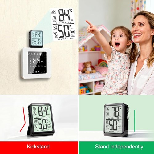 Antonki Digital Room Thermometer | Indoor Hygrometer with Max/Min Record - Battery Included, Compact Size