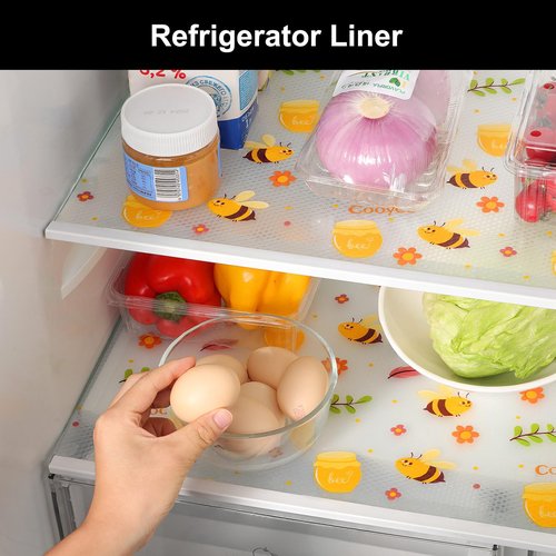 Cooyes Shelf Liner – Non-Slip Cabinet & Drawer Liner for Kitchen – Non-Adhesive Waterproof Shelf Paper with Modern Pattern – Durable EVA Cabinet Mat – Easy to Cut (Amber,11.8" W x 236" L)